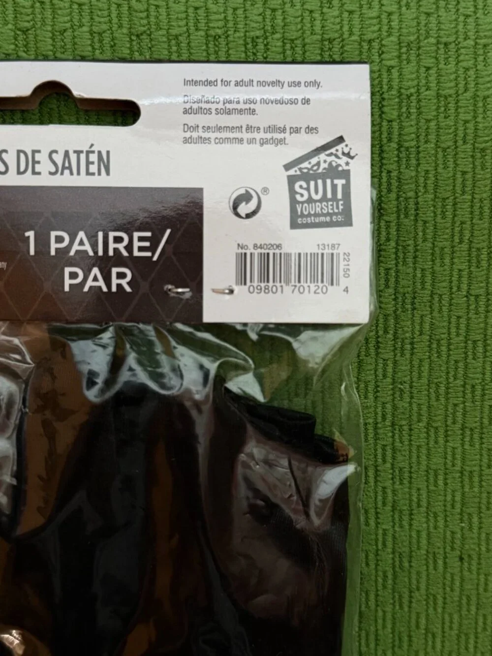 NWT Extra Long Pair Black Satin Gloves - Themed Parties - Novelty Wear